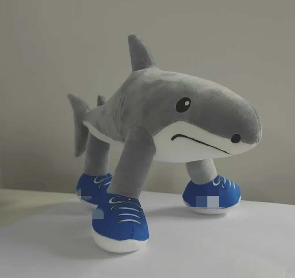 2025 Tung Tung Tung Sahur Plush Funny Tralalelo Tralala Sharks Wear Blue Shoes Stuffed Doll Pillow Toy for Kid Birthday Gifts